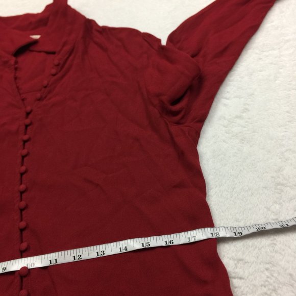 Soft Surroundings Blouse Top Size PS Womans Petite Red Button Front Long Sleeve - Picture 14 of 15